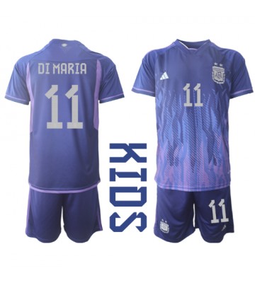 Argentina Angel Di Maria #11 Replika Babytøj Udebanesæt Børn VM 2022 Kortærmet (+ Korte bukser)
